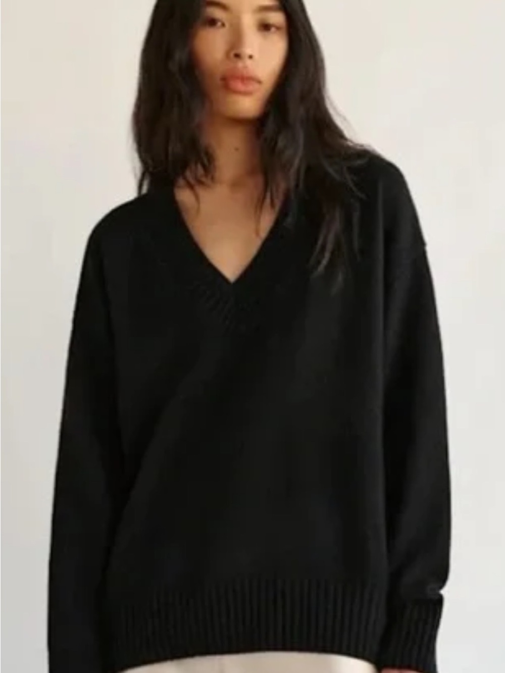 Reformation Black V-Neck Pullover Sweater